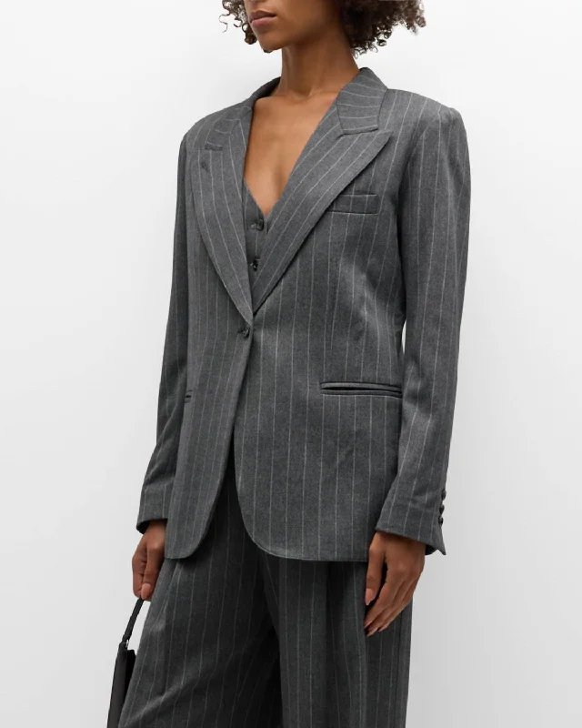 Special Discount 90's Blazer In Grey Pinstripe