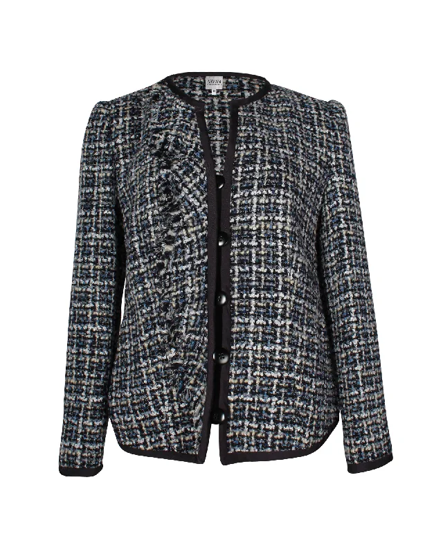 Bonus Savings Armani Collezioni Tweed Jacket in Blue Wool