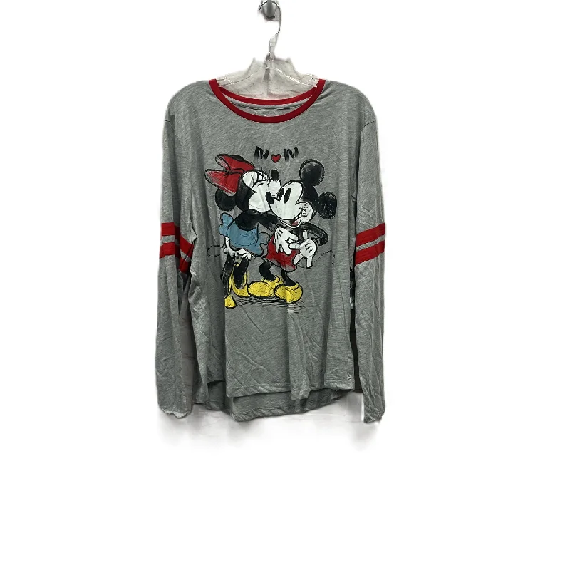 Price Reduction Athletic Top Long Sleeve Crewneck By Disney Store In Grey, Size: 2x