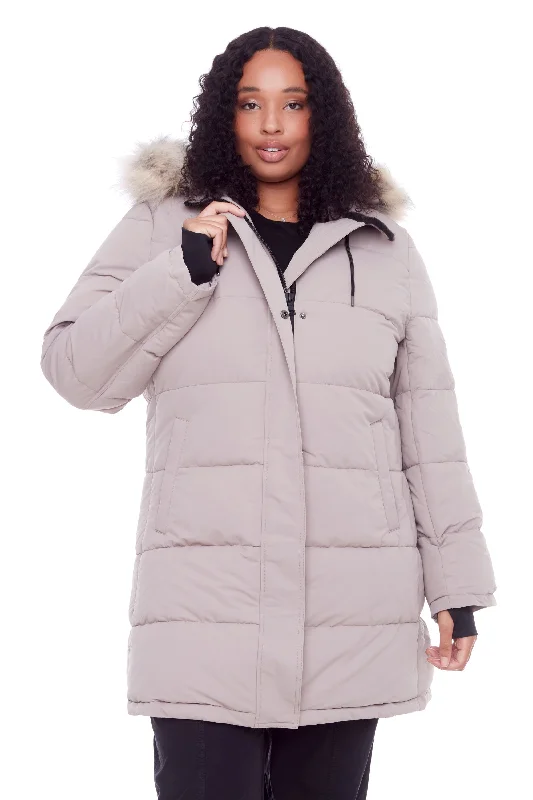 Massive Deals AULAVIK PLUS | WOMEN'S VEGAN DOWN (RECYCLED) MID-LENGTH HOODED PARKA COAT (PLUS SIZE)