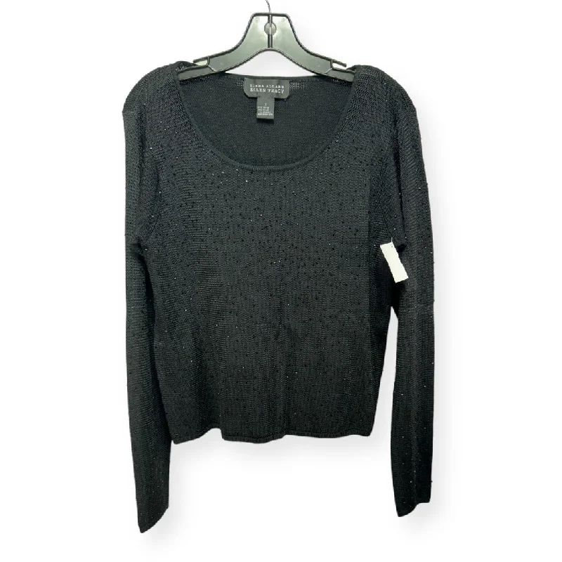 Seasonal Sale Beaded Black Sweater Ellen Tracy, Size Xl