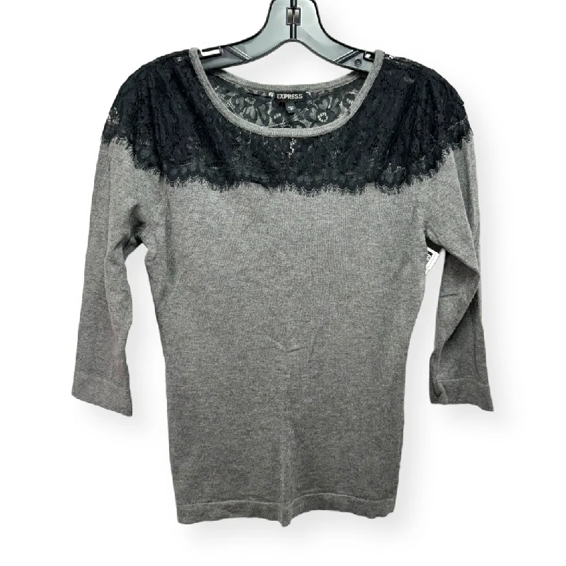 Clearance Items Black & Grey Top 3/4 Sleeve Express, Size S