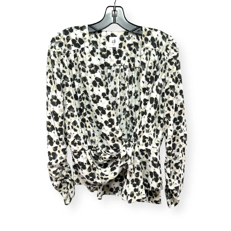 Final Sale Black & White Top Long Sleeve Cabi, Size Xs