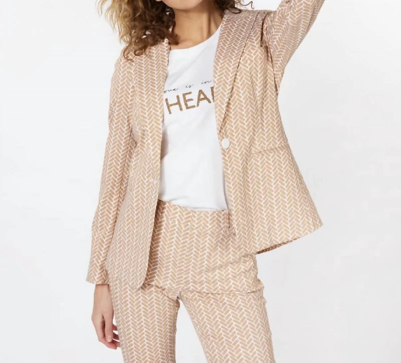 Final Clearance Block Print Blazer In Beige