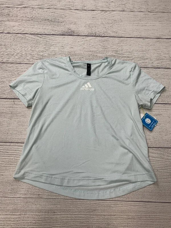 Stock Clearance Blue Athletic Top Short Sleeve Adidas, Size Xs