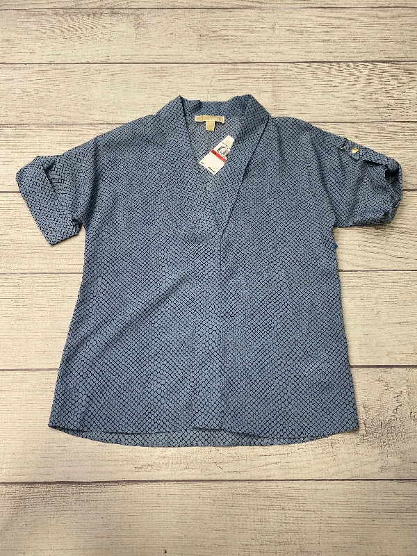 Act Fast Blue Top Short Sleeve Designer Michael Kors, Size Xs