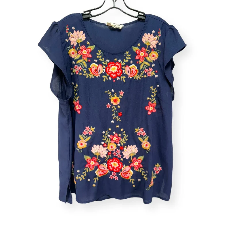 Crazy Deals Blue Top Short Sleeve Savanna Jane, Size 1x