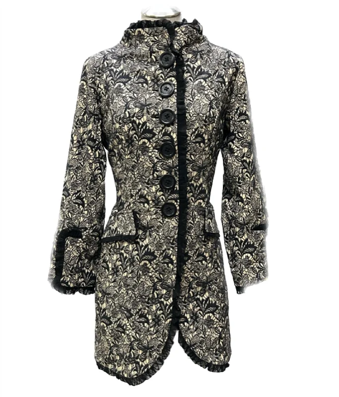 Best Bargains Button Down Coat In Black/white