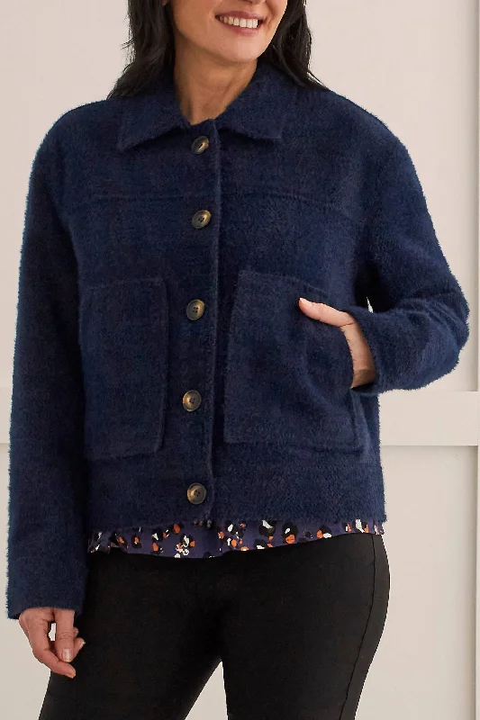 Weekend Special Button Front Lined Jacket In Sapphire