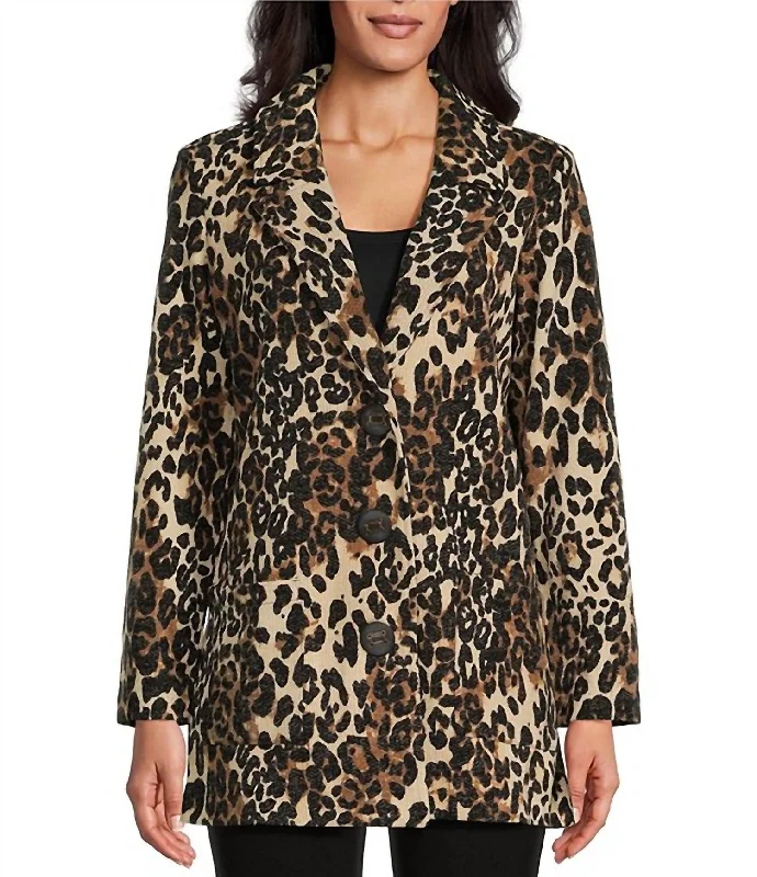 Fantastic Offers Cheeta Print Two Pocket Blazer In Multi