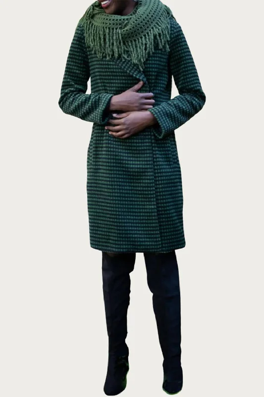 Buy More, Save More Chester Checked Double-Breasted Coat In Green Dot