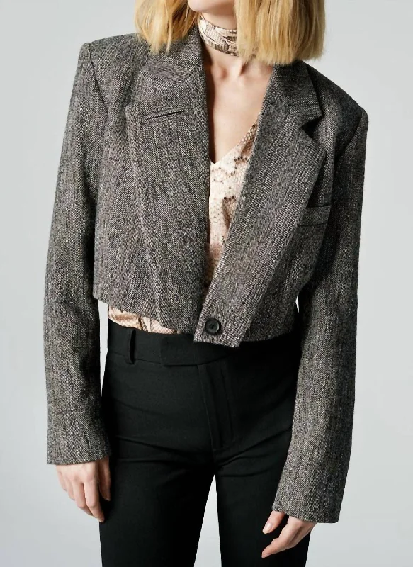 Discount Deals Cut Off Blazer In Brown Tweed