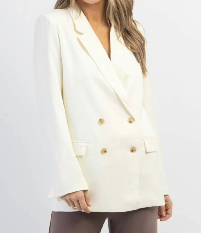 Epic Deals Day Date Double Breasted Blazer In Cream