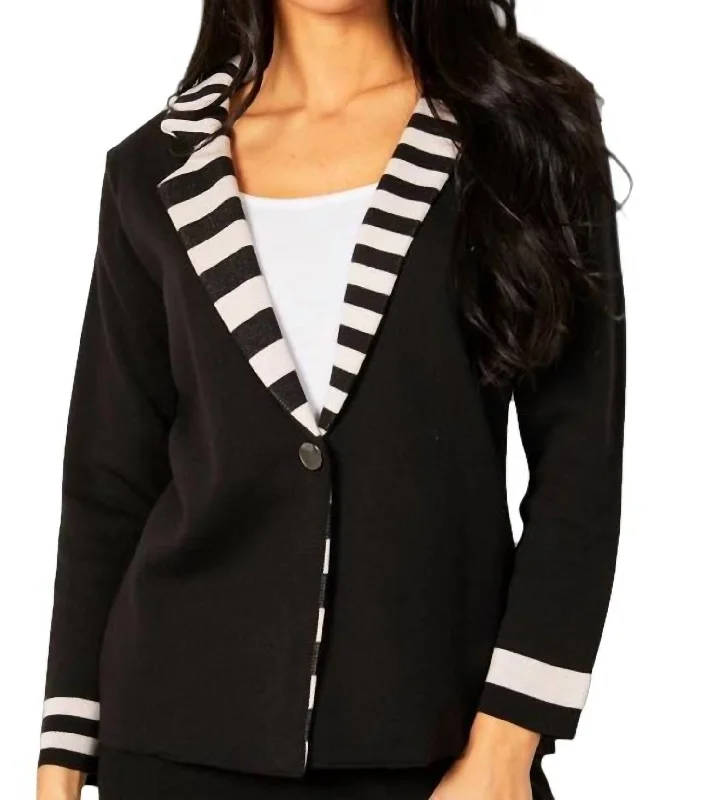 Steals and Deals Double Striped Blazer In Black/stone
