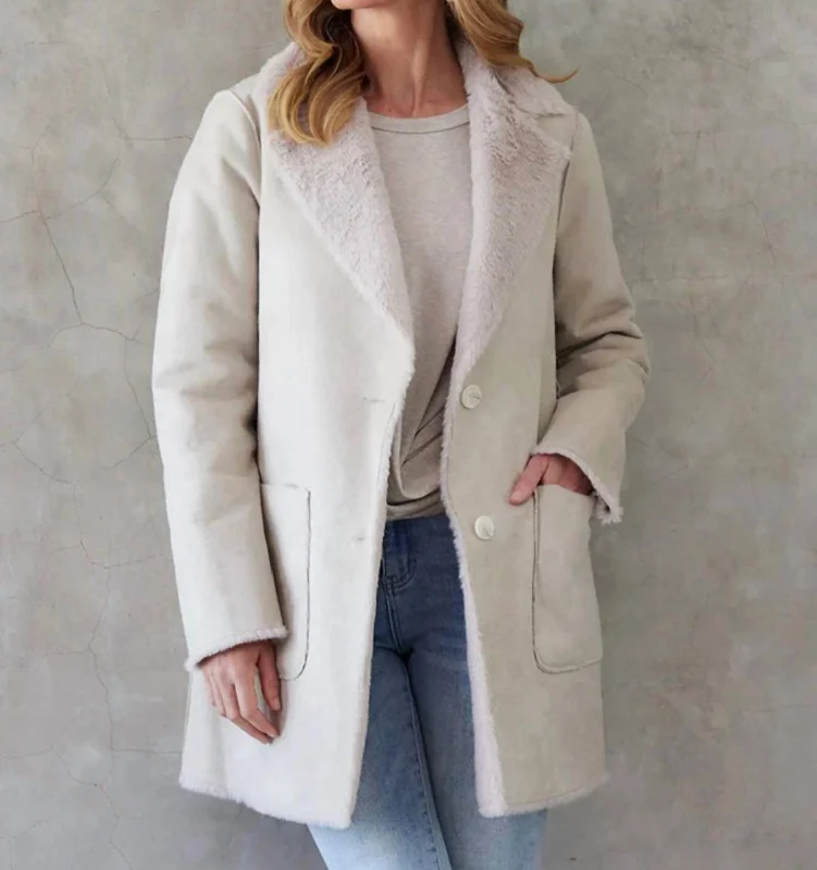 Super Sale Faux Fur Coat In Stone