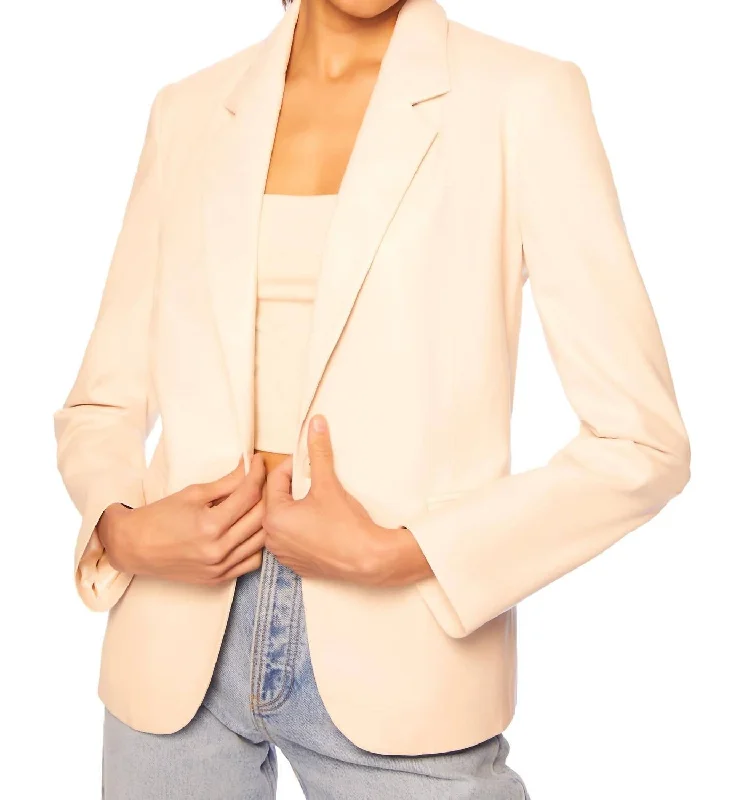 Blowout Sale Faux Leather Blazer In Almond