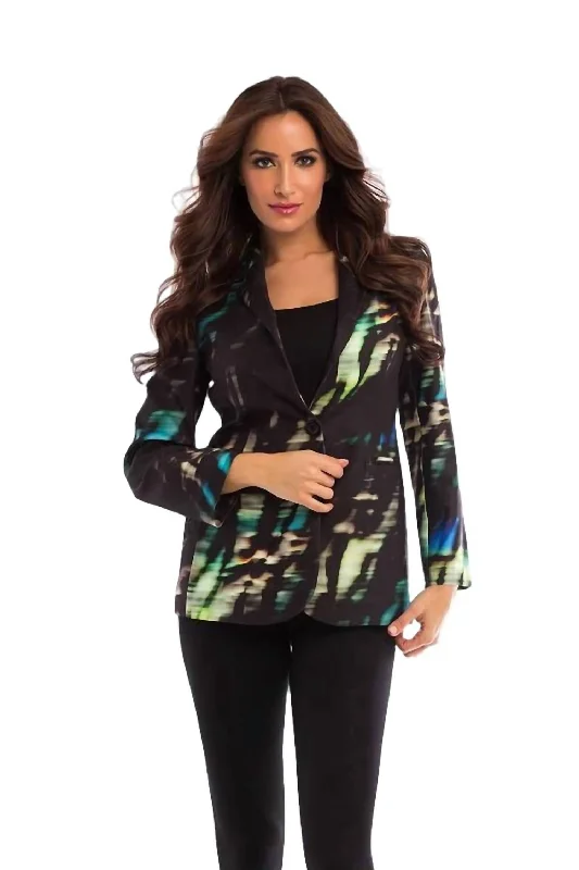 Deal Explosion Faux Suede Midnight Blazer In Black Multi