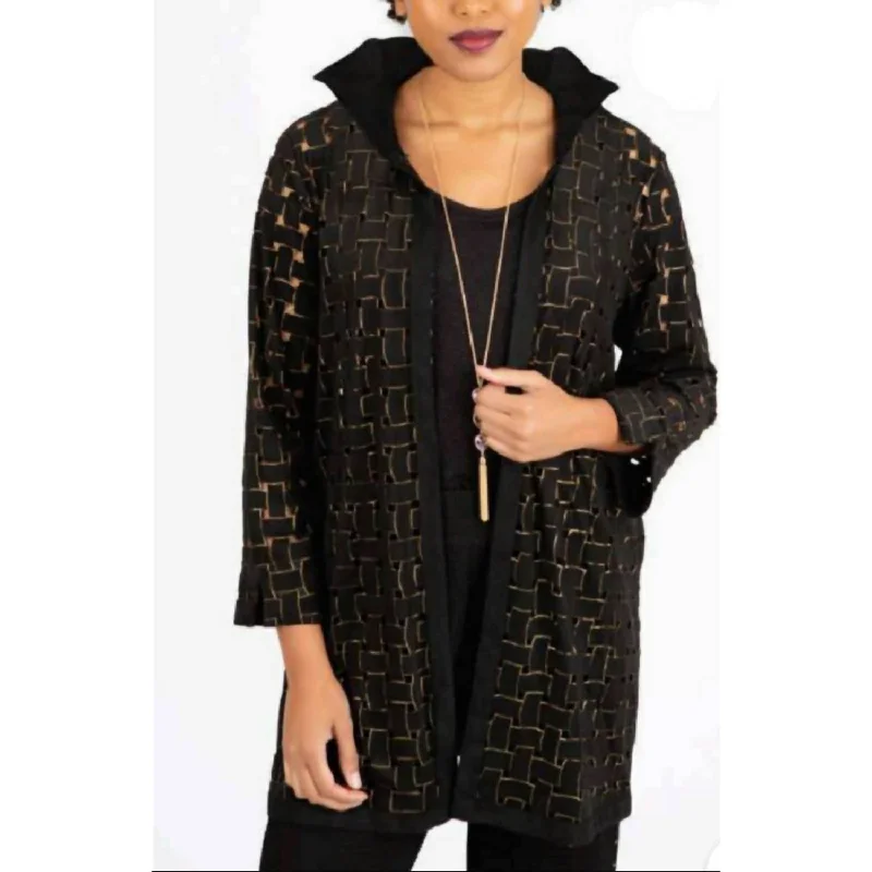 Take Advantage Faux Suede Shimmer Topper In Black With Gold Shimmer