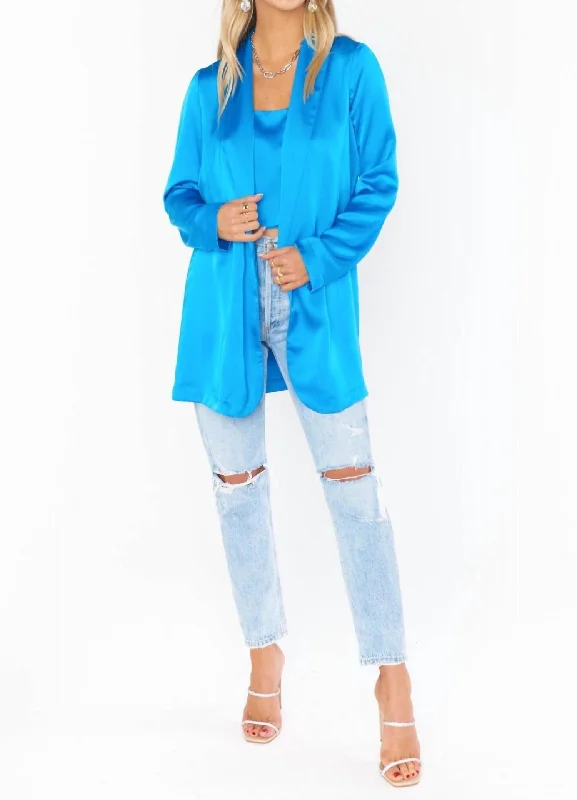 Special Price Felix Blazer In Blue Luxe Satin