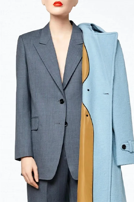 Best Deals Fine Wool Single-Breasted Blazer In Blue Turk Stripe