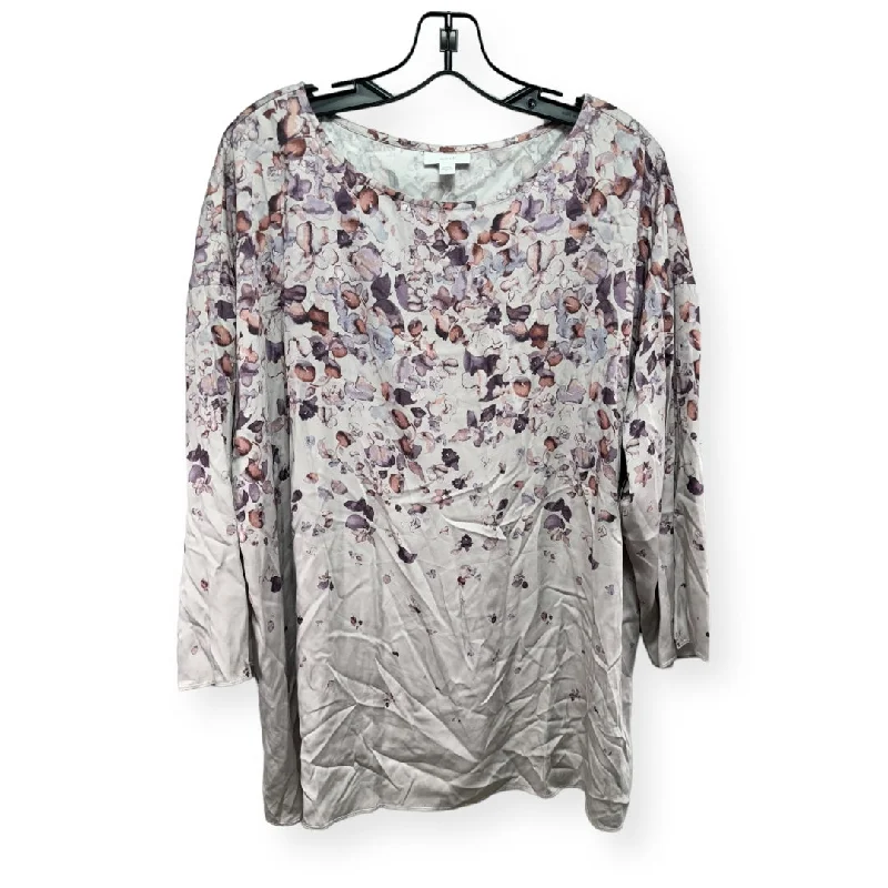 Huge Savings Floral Print Top Long Sleeve J. Jill, Size L