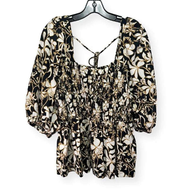Final Markdown Floral Print Top Short Sleeve Ava & Viv, Size 2x