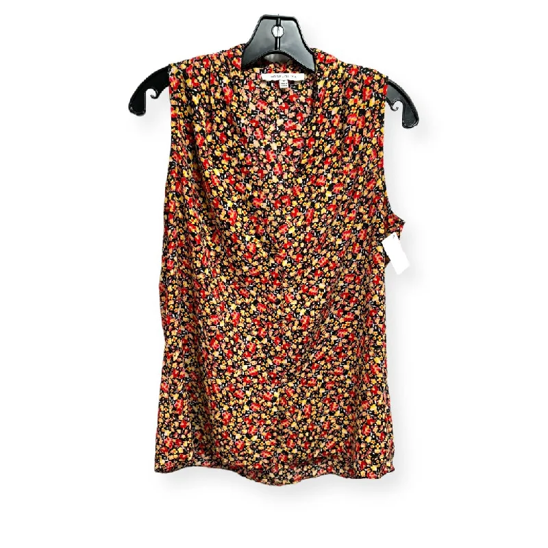Super Sale Floral Print Top Sleeveless Rose And Olive, Size M