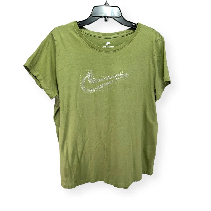 Closeout Green Athletic Top Short Sleeve Nike Apparel, Size 1x