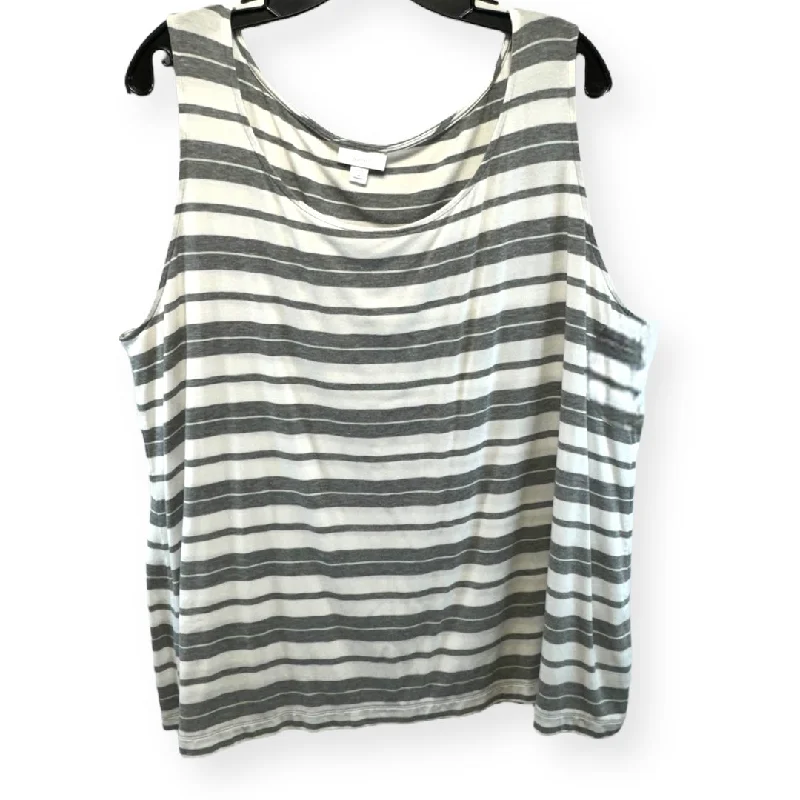 Steals and Deals Grey & White Top Sleeveless Pure Jill, Size 2x