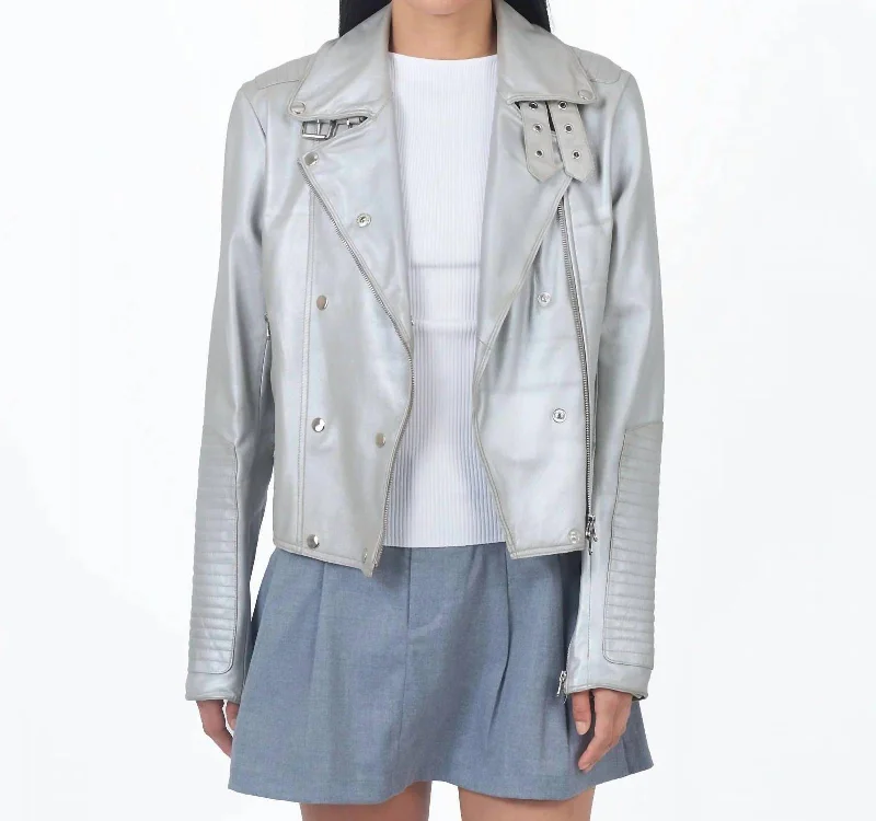 Unbeatable Prices Harley Metallic Leather Jacket In Silver