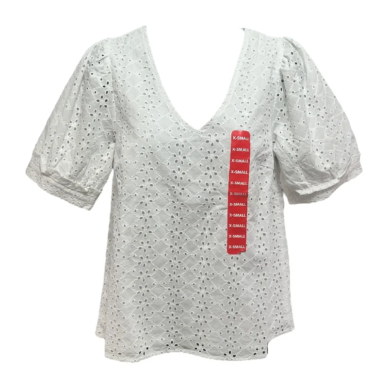 Reduced Prices Heidi V Neck Puff Sleeve Top in White Eyelet Draper James, Size Xs