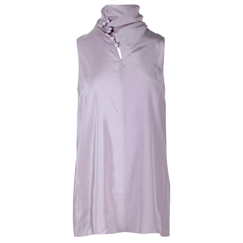 Amazing Deals Hermes Sleeveless Turtleneck Blouse in Lilac Silk