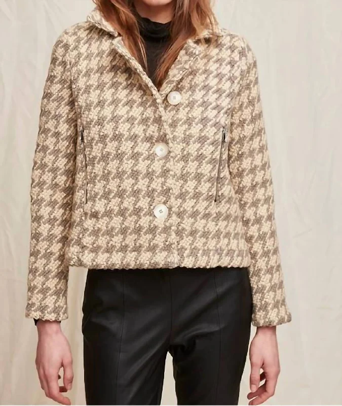 Closeout Houndstooth Jacket In Ivory/gray