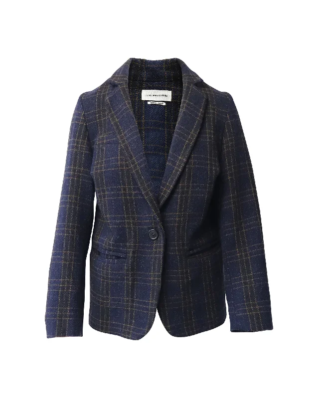 Crazy Deals Isabel Marant Oversized Plaid Blazer in Navy Blue Wool
