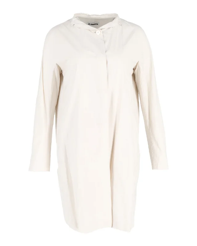 Shop and Save Jil Sander Collared Dress in Ivory Cotton