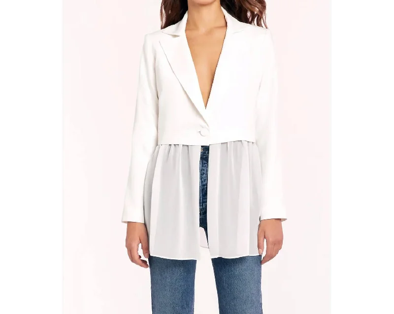 Overstock Jonas Sheer Bottom Blazer In Ivory