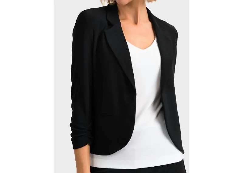 Price Smash Knit Blazer With Gathered Sleeves In Black