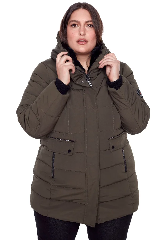 Act Now KOOTNEY PLUS | WOMEN'S VEGAN DOWN (RECYCLED) MID-LENGTH PARKA (PLUS SIZE)