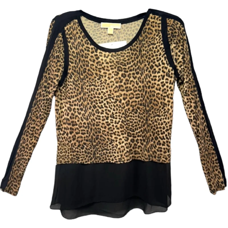 Bonus Savings Chiffon-Hem Leopard-Print Top Michael By Michael Kors, Size S