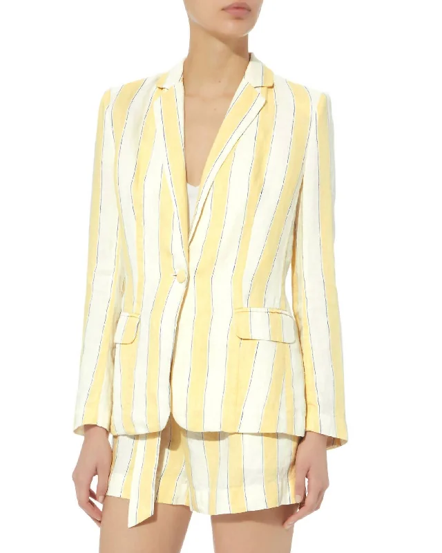 Huge Discounts Linen Stripe Blazer In Multi