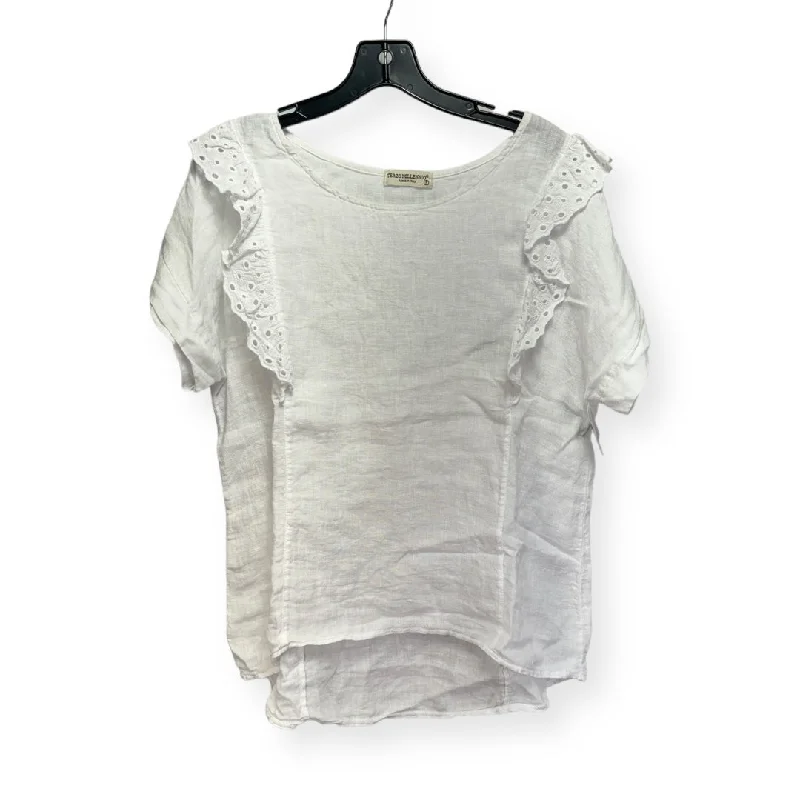 Midnight Madness Linen White Top Short Sleeve Terzo Millenio, Size S