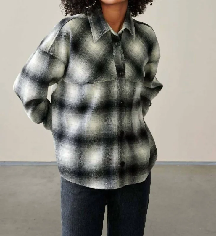 Exclusive Savings Link Shirt Jacket In Charcoal Plaid