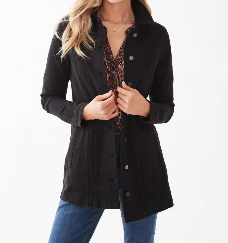 Buy Now Long Denim Jacket In Black