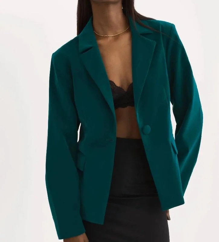 Sale Event Lottie Faux Leather Blazer In Dark Jade