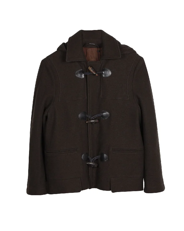 Big Discounts Maison Margiela Hooded Button-Down Duffle Coat in Brown Wool