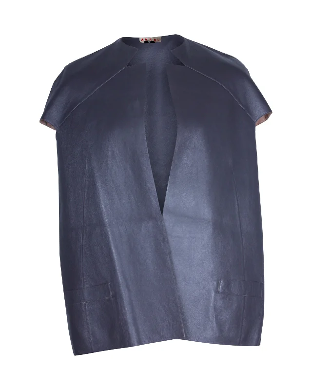 Limited Edition Marni Short Sleeve Jacket in Grey Leather