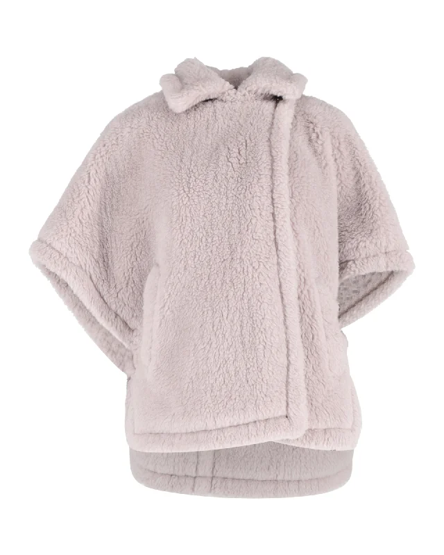 Discount Deals Max Mara Tebe Teddy Cape in Light Grey Wool