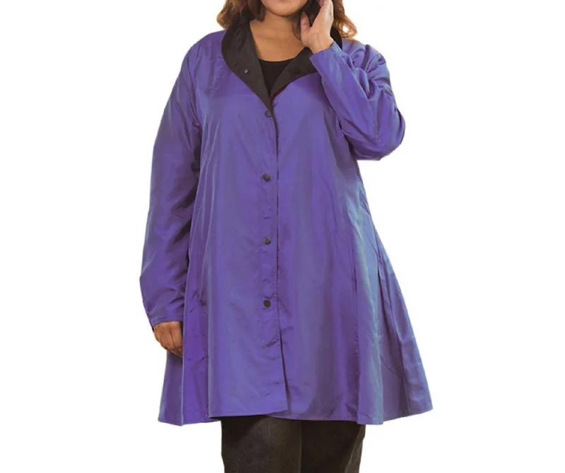Take Advantage Mel Reversible Raincoat - Plus Size In Eggplant
