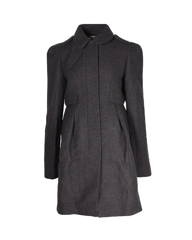 Discount Days Miu Miu Pea Coat in Grey Virgin Wool