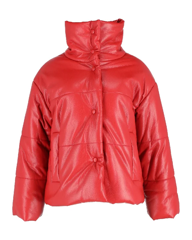 Friends and Family Sale Nanushka Hide Puffer Jacket in Red Okobor Synthetic Leather